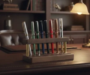 Hybrid metal-wood pen stands & organizers